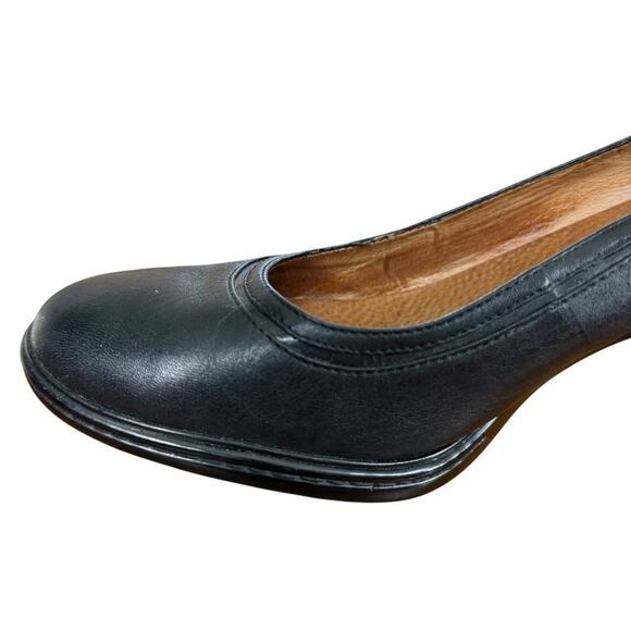 Sofft Womens Solid Black Round Toe Leather Slip On Pumps High Heels sz 9 M - Picture 5 of 16